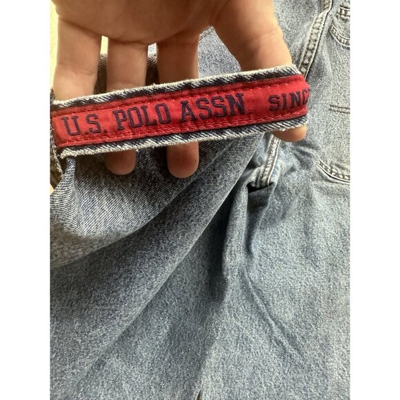 US Polo Assn Shorts Big Mens 40 Blue Denim Carpenter Baggy Distressed Loose Y2K - Picture 6 of 8